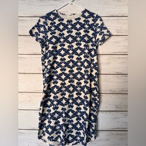 Chic Navy and White Patterned Mini Dress